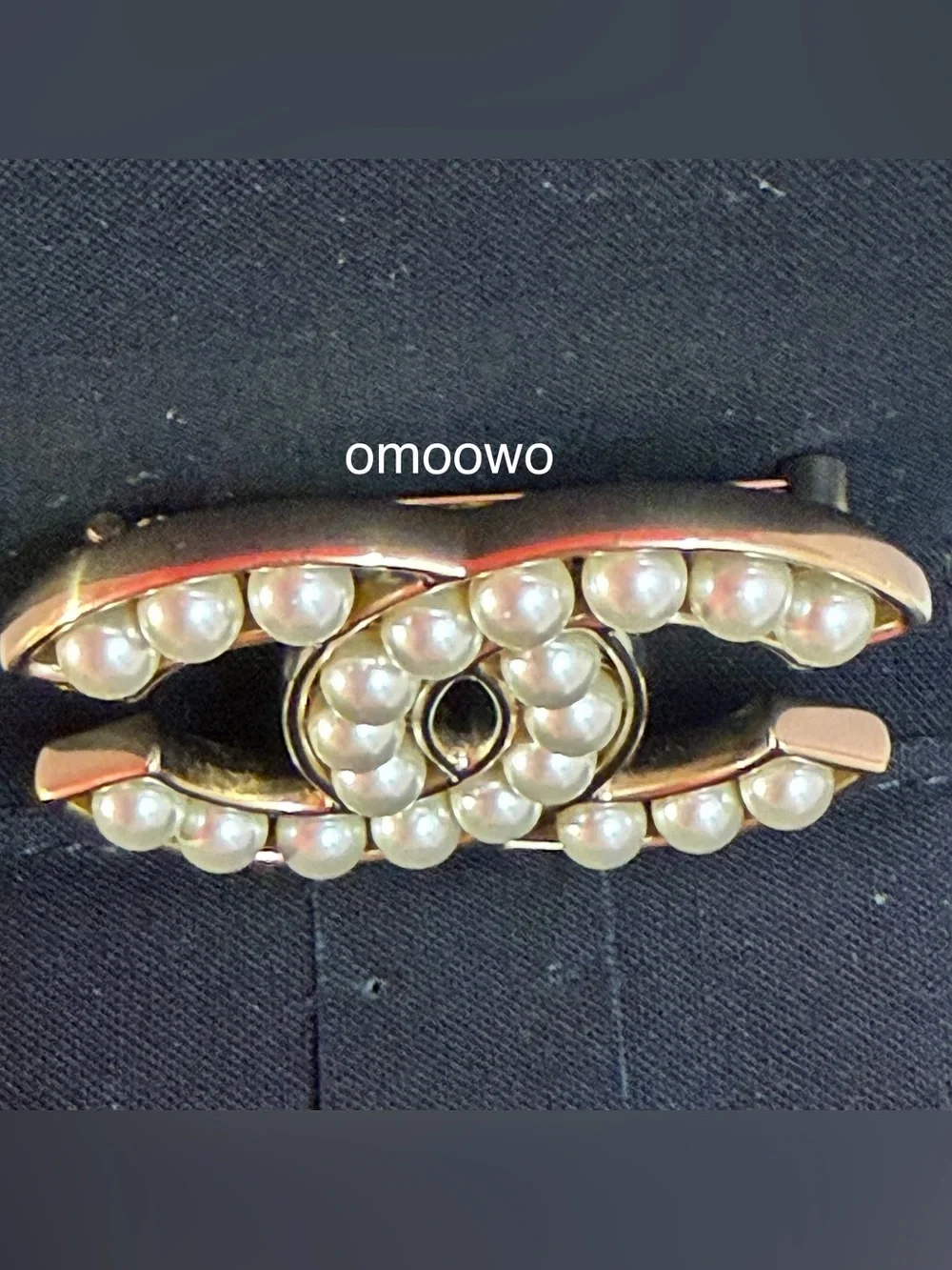 CHANEL Champagne Gold-Tone CC Pearl Brooch Rare